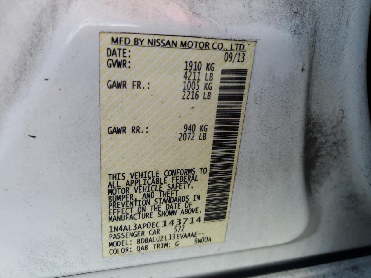 2014 NISSAN ALTIMA