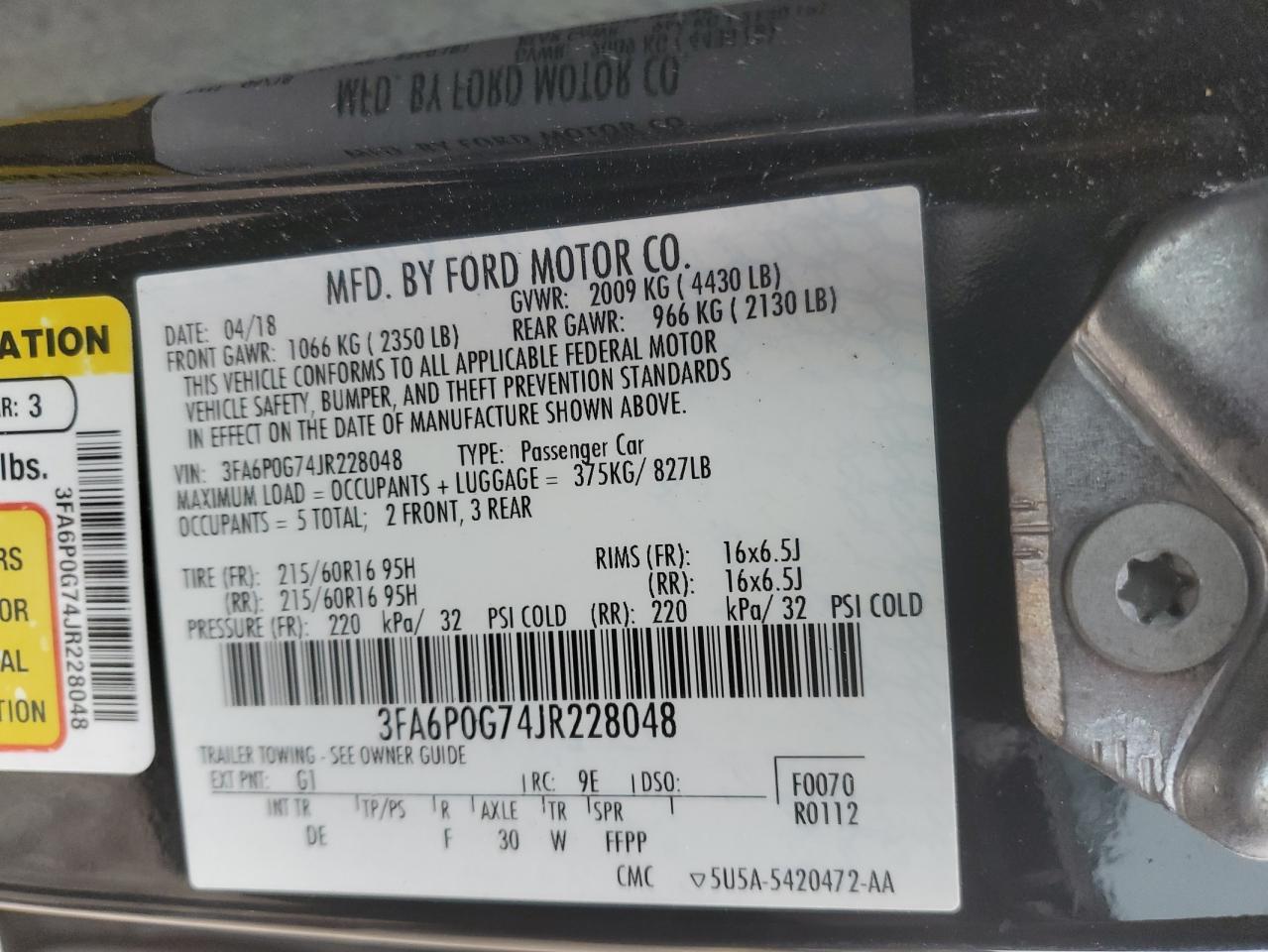 2018 FORD FUSION