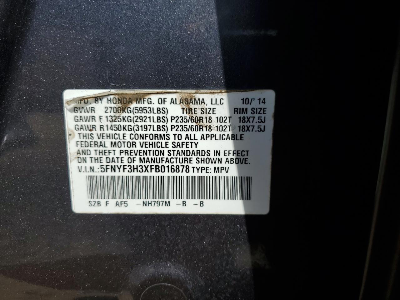 2015 HONDA PILOT