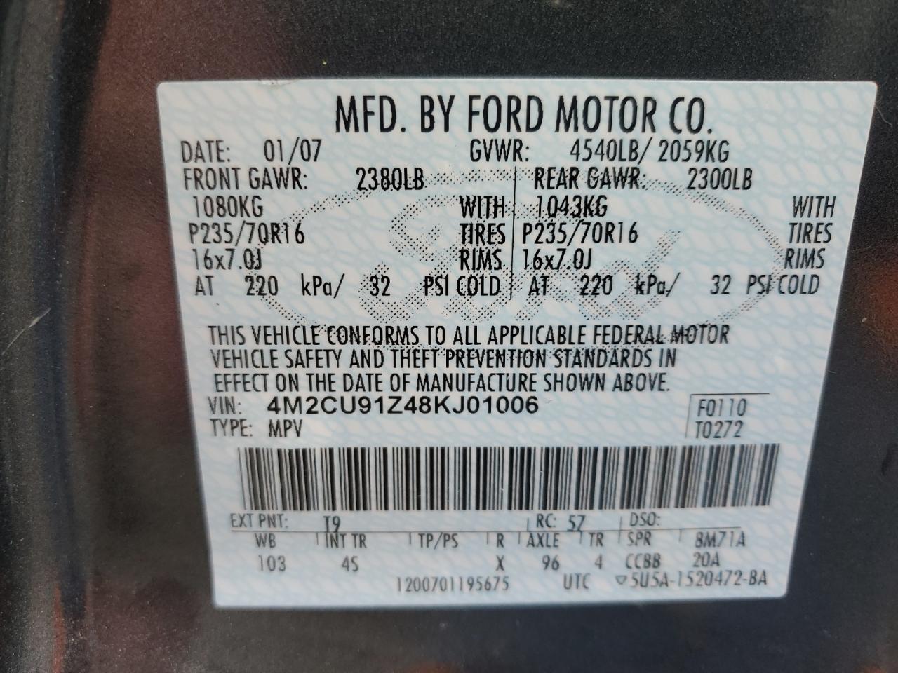 2008 MERCURY Mariner