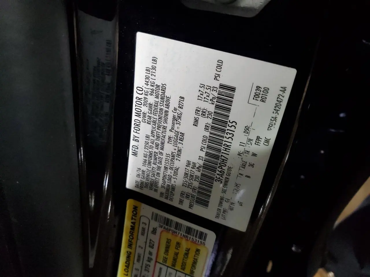 2017 FORD FUSION
