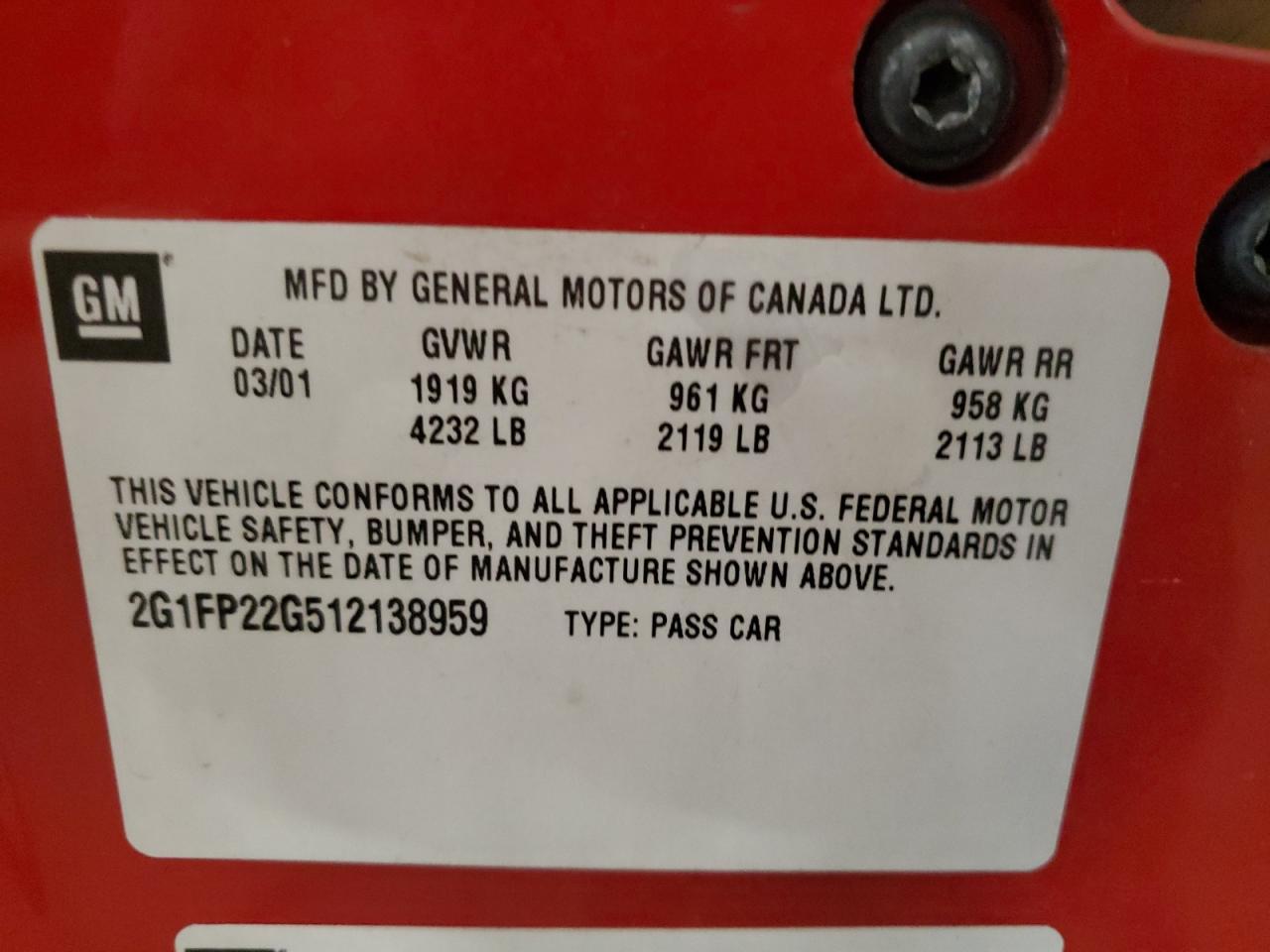 2001 CHEVROLET Camaro