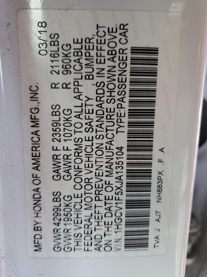 2018 HONDA ACCORD