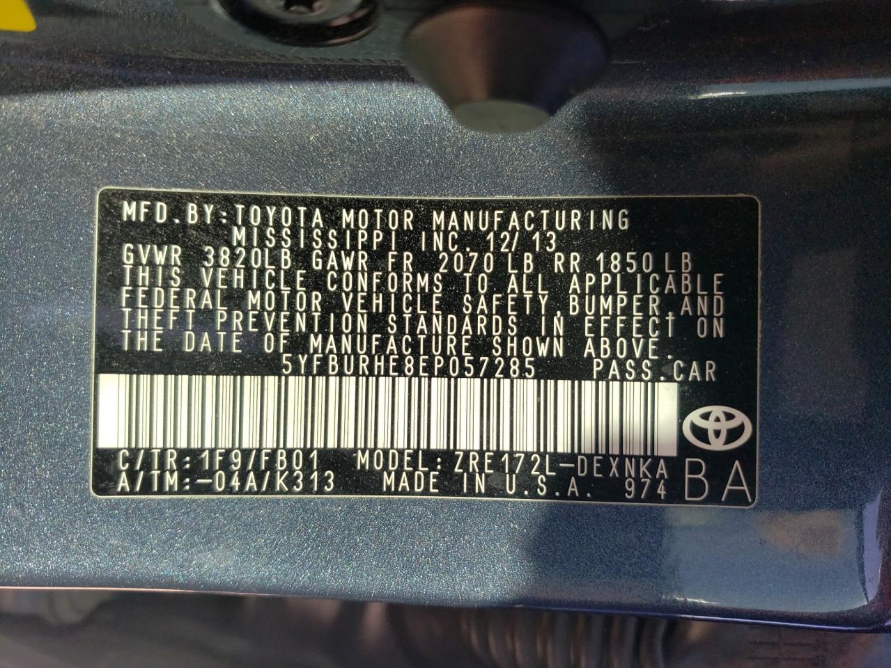 2014 TOYOTA COROLLA