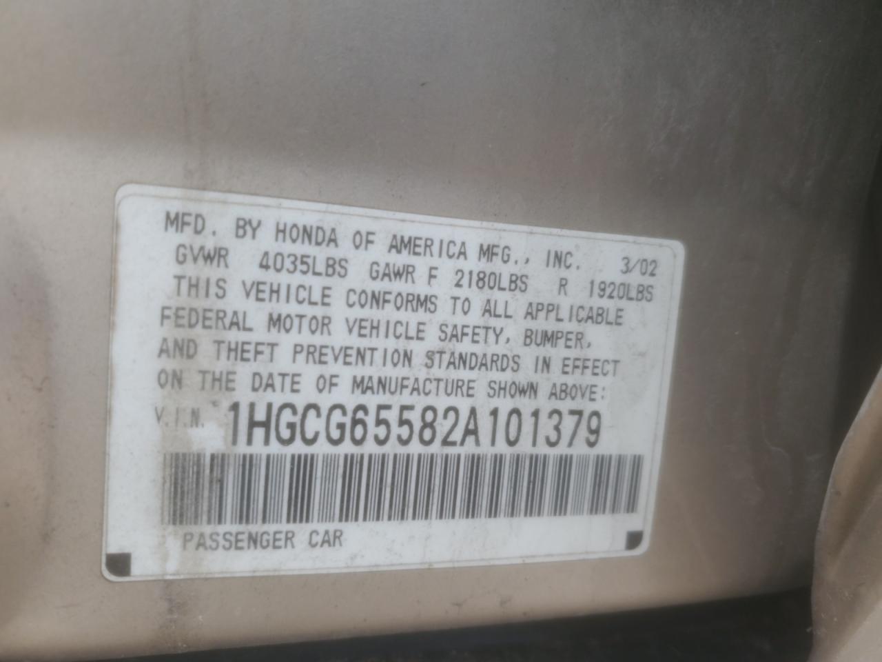 2002 HONDA ACCORD