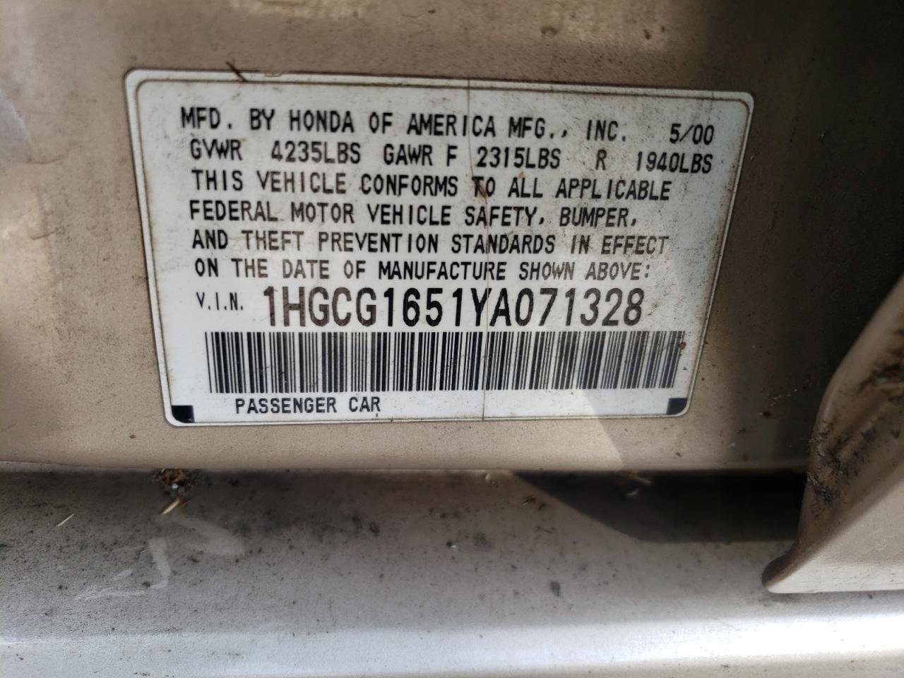 2000 HONDA ACCORD