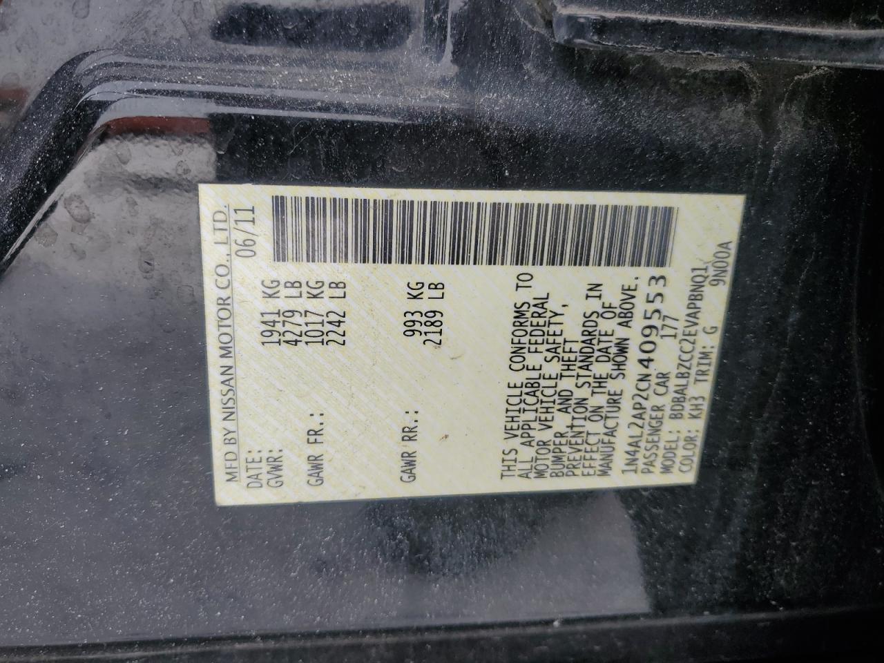2012 NISSAN ALTIMA