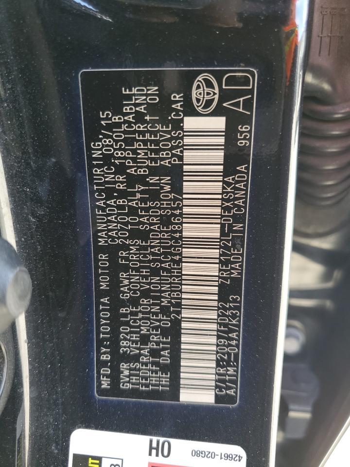 2016 TOYOTA COROLLA