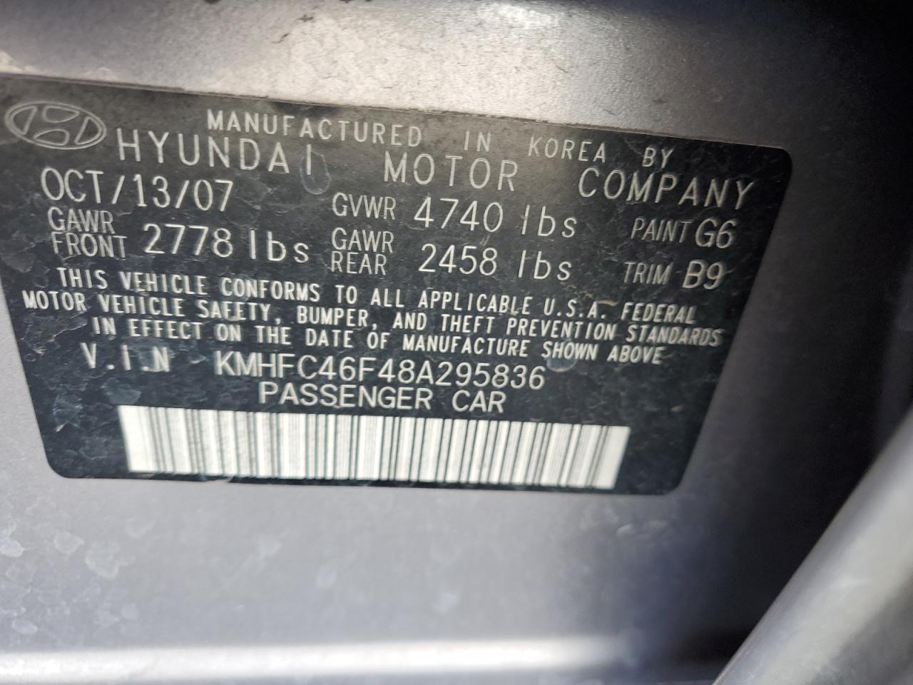 2008 HYUNDAI Azera