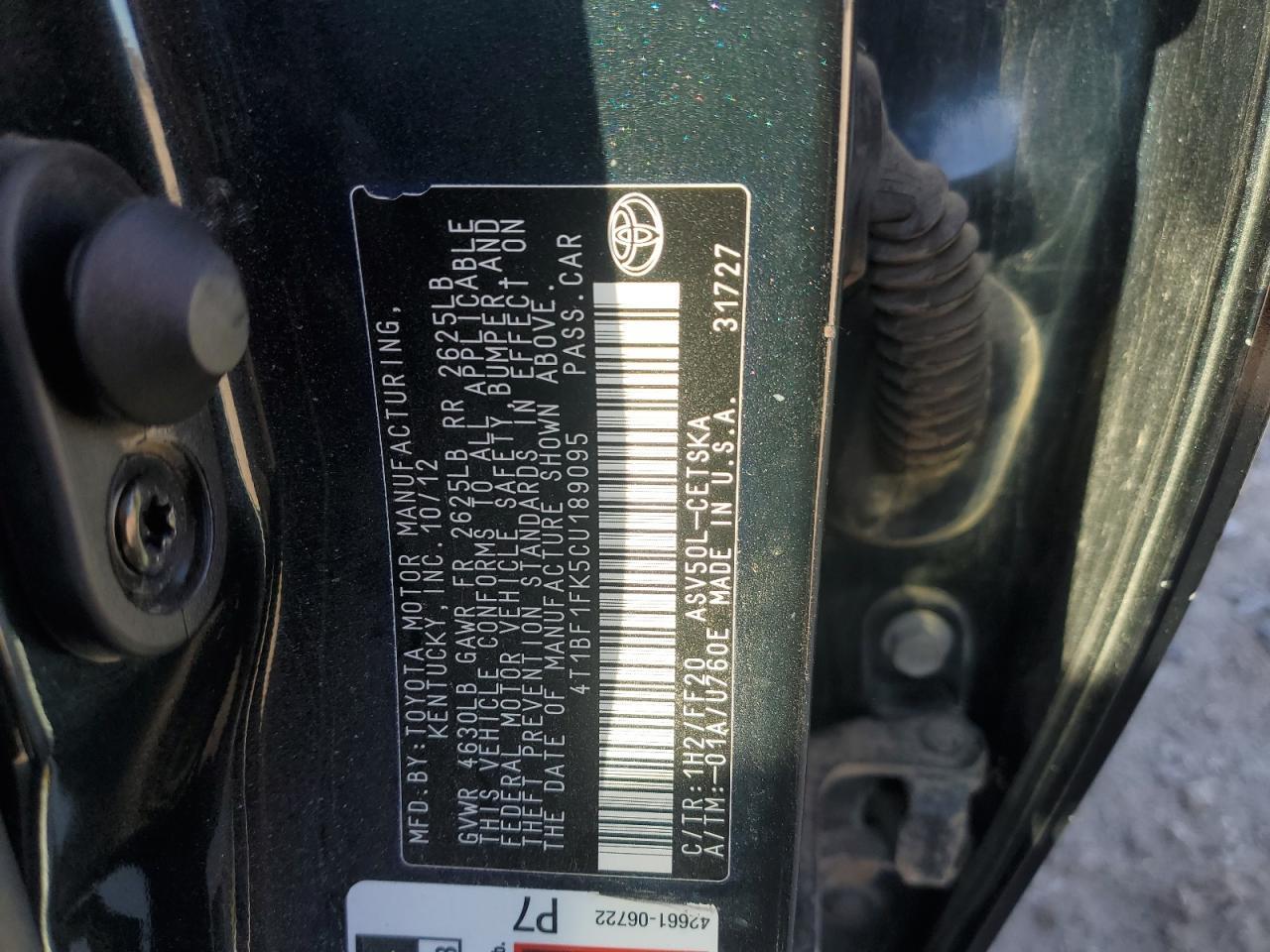 2012 TOYOTA CAMRY