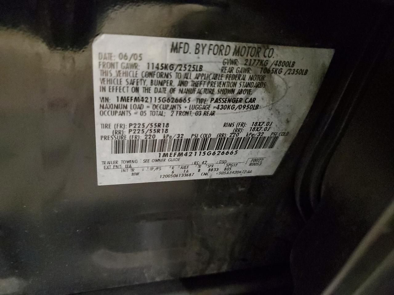 2005 MERCURY Montego