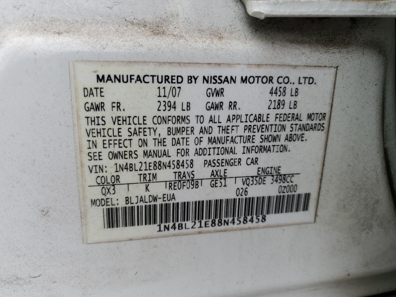 2008 NISSAN ALTIMA