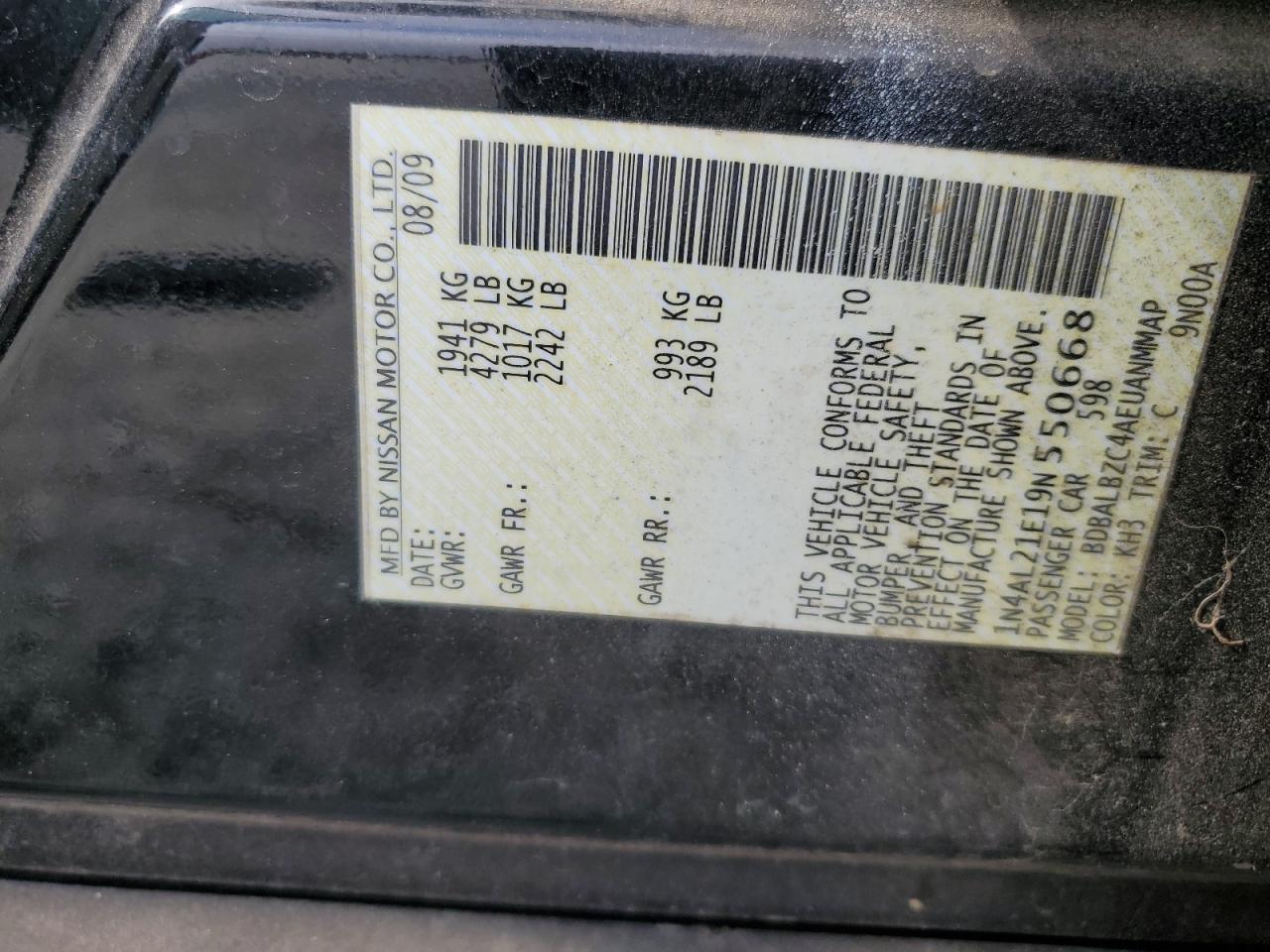 2009 NISSAN ALTIMA