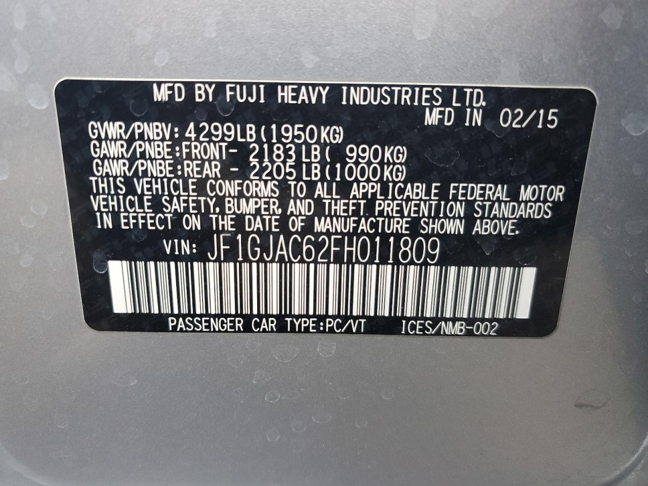 2015 SUBARU IMPREZA