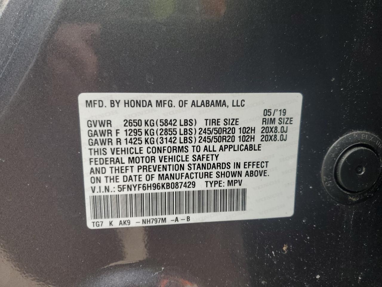 2019 HONDA PILOT