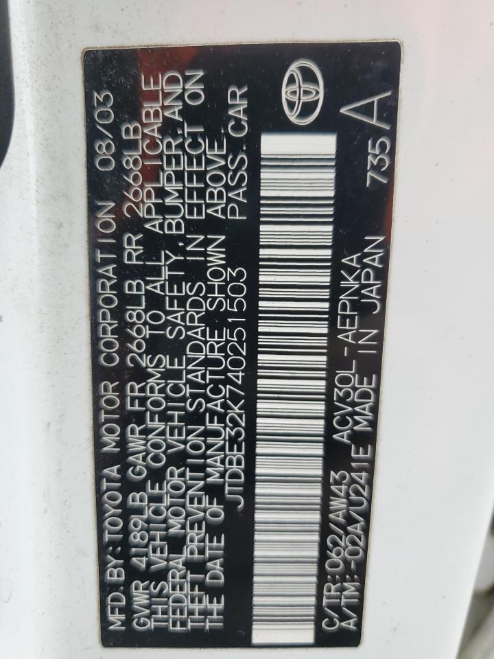 2004 TOYOTA CAMRY