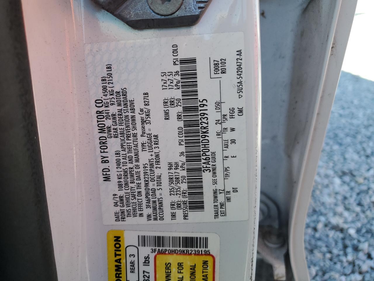 2019 FORD FUSION