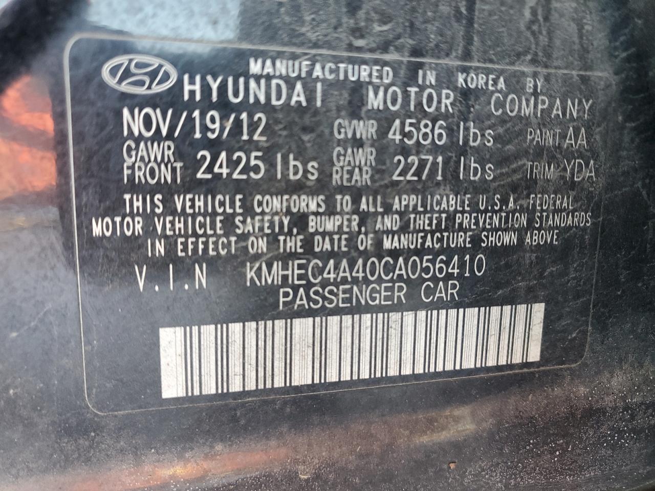 2012 HYUNDAI SONATA