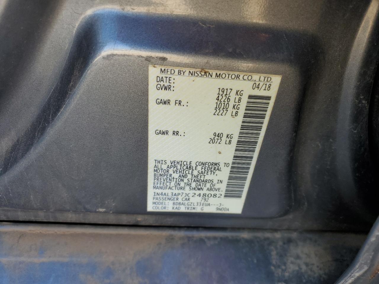 2018 NISSAN ALTIMA