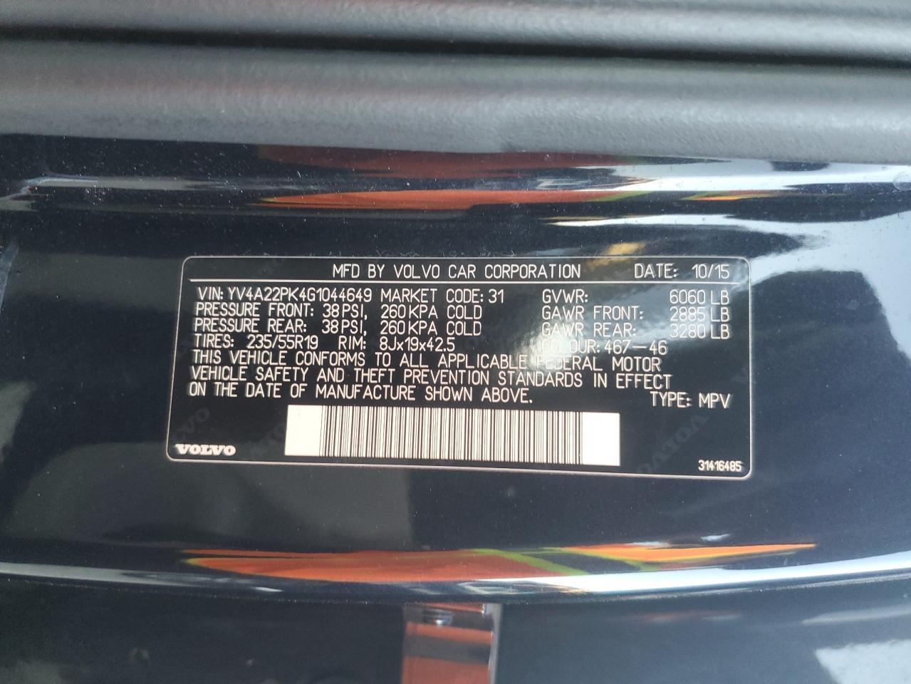 2016 VOLVO XC90
