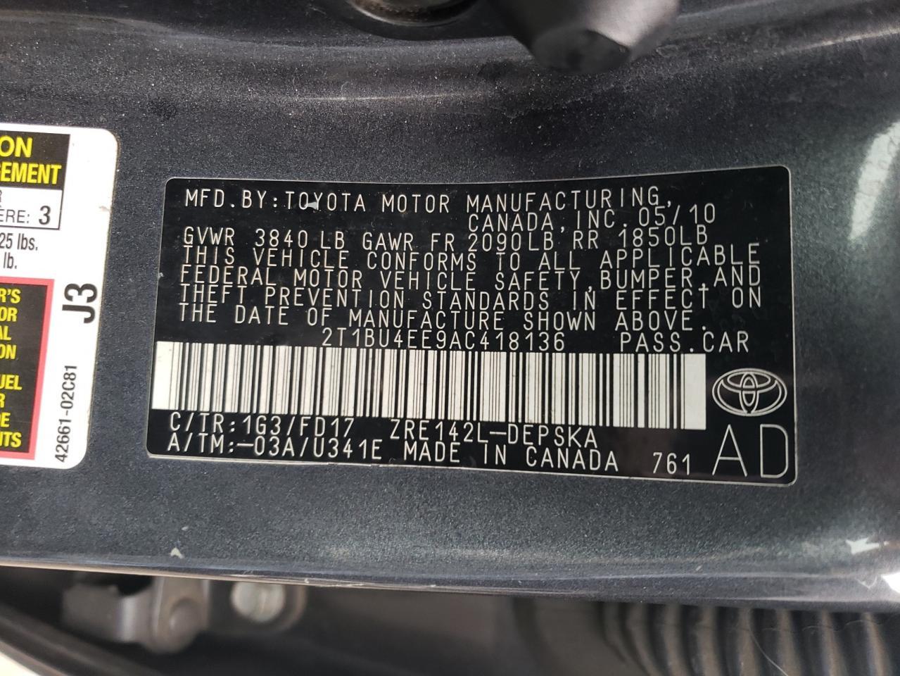 2010 TOYOTA COROLLA