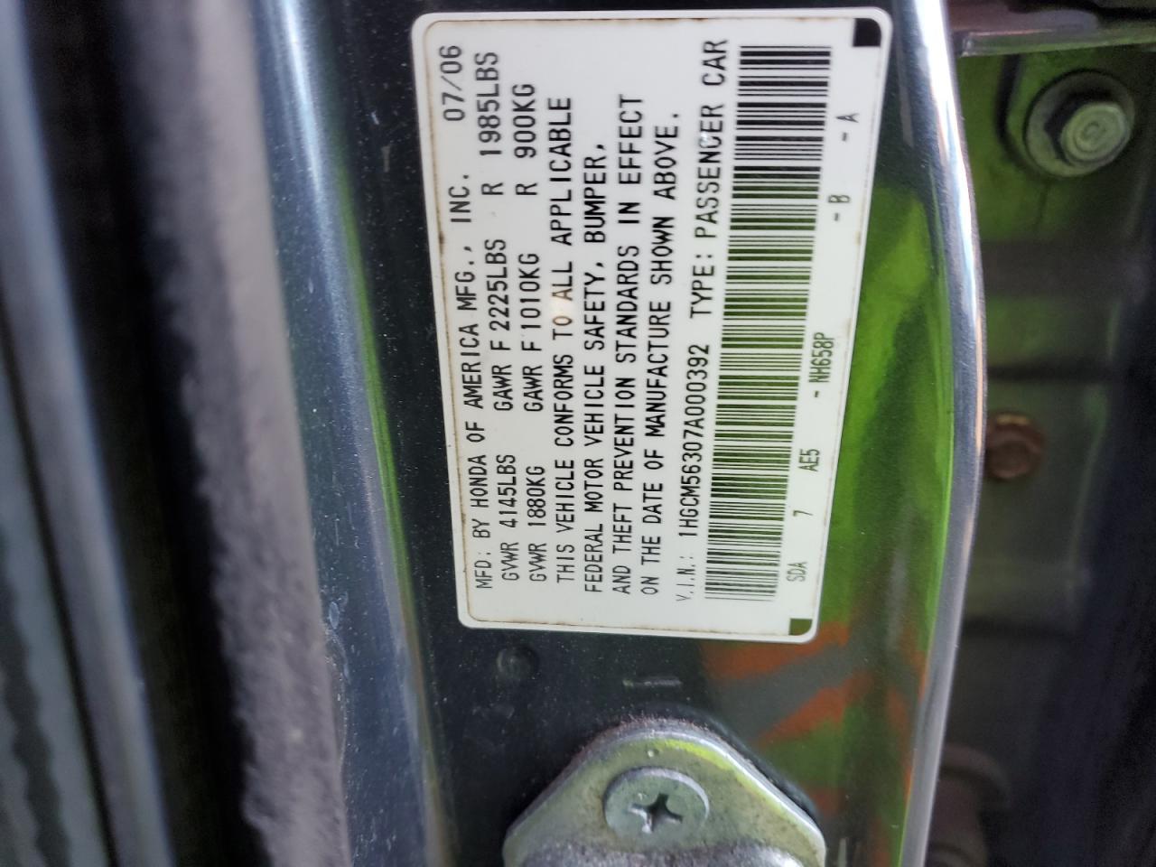 2007 HONDA ACCORD