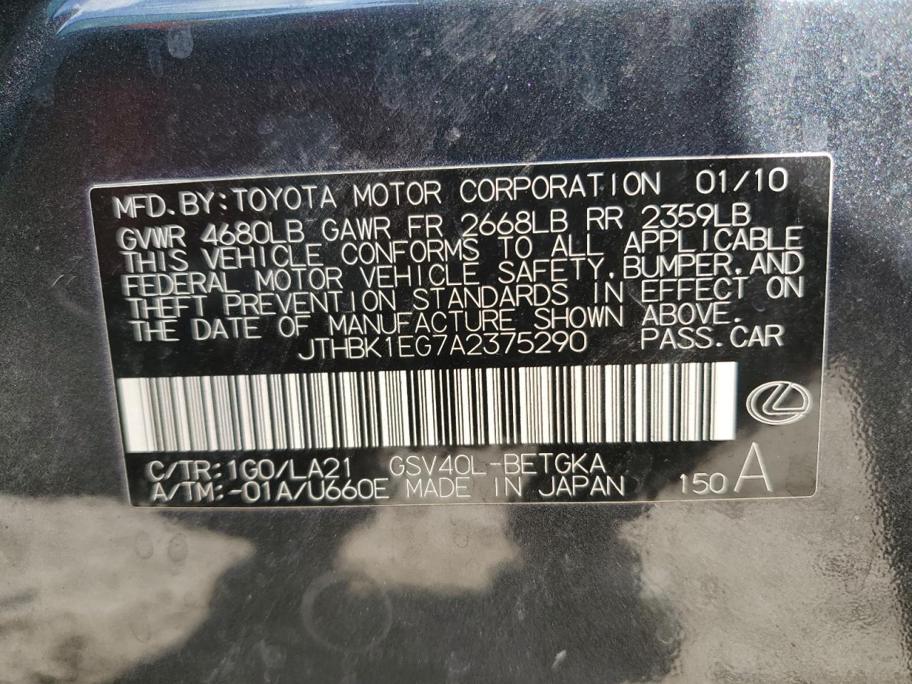 2010 LEXUS ES 350
