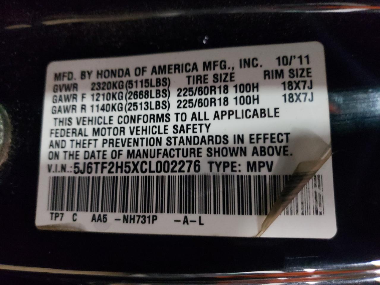 2012 HONDA Crosstour