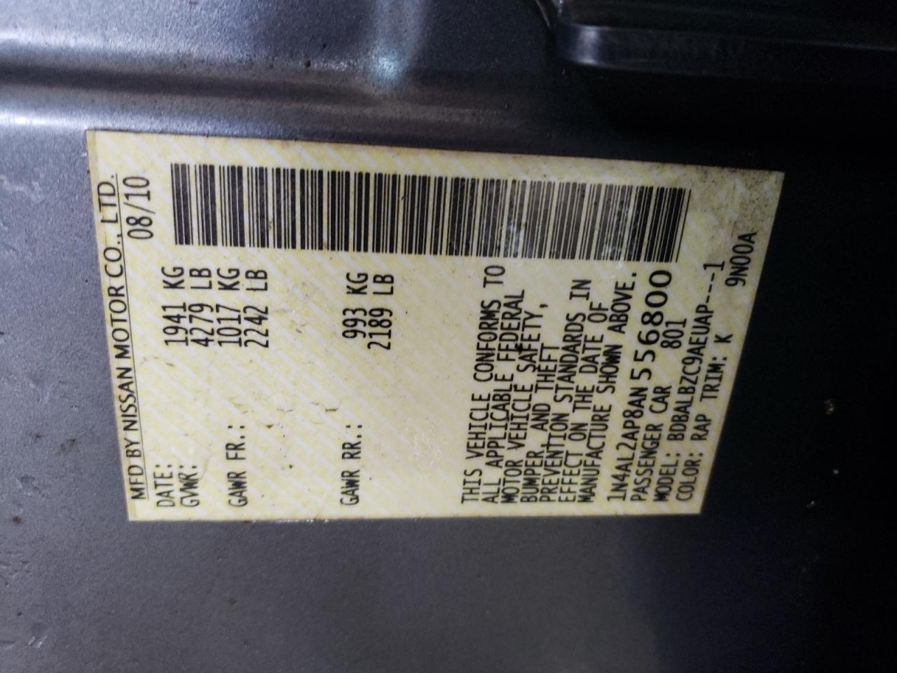 2010 NISSAN ALTIMA