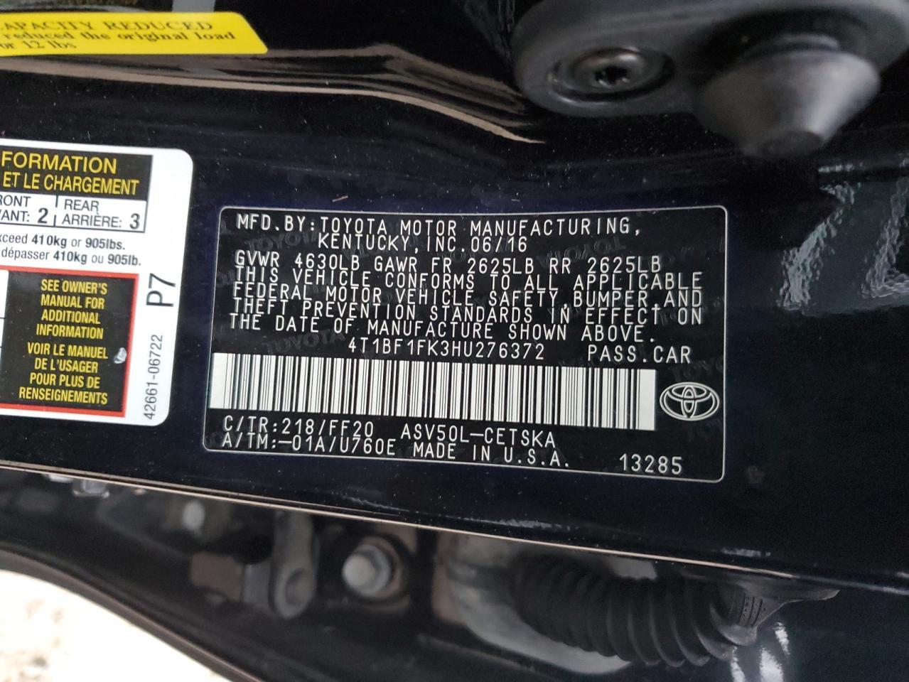 2017 TOYOTA CAMRY
