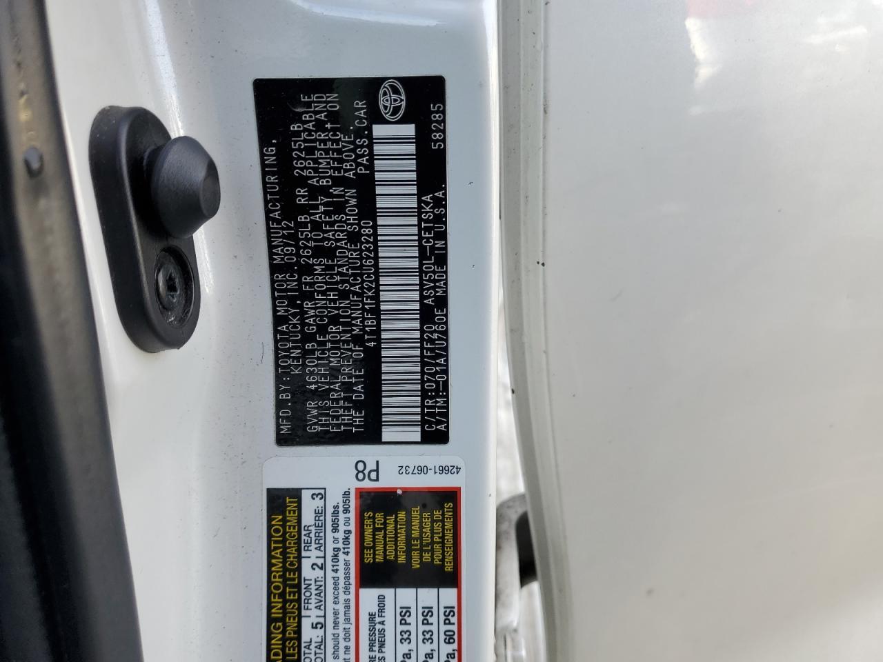 2012 TOYOTA CAMRY