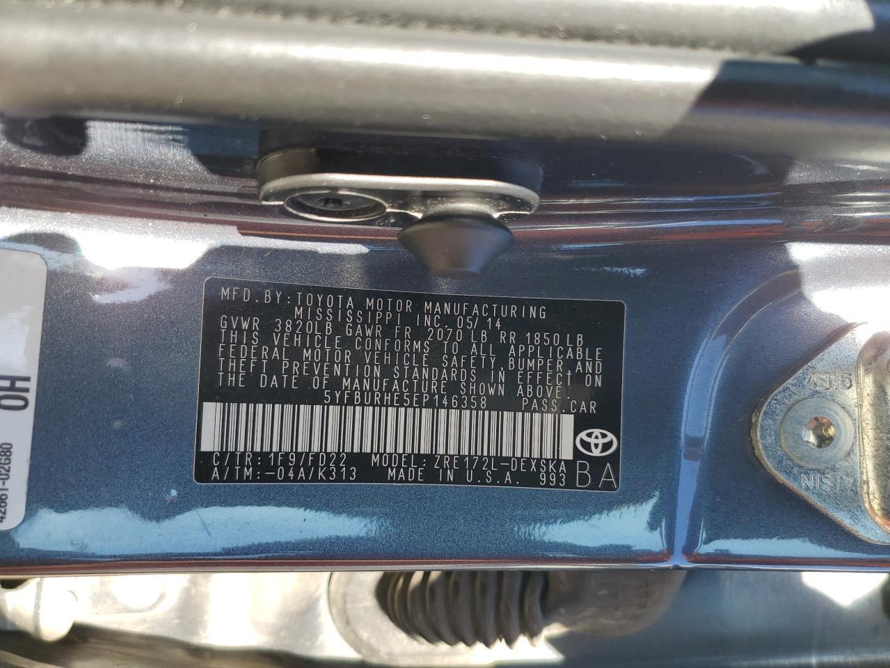 2014 TOYOTA COROLLA