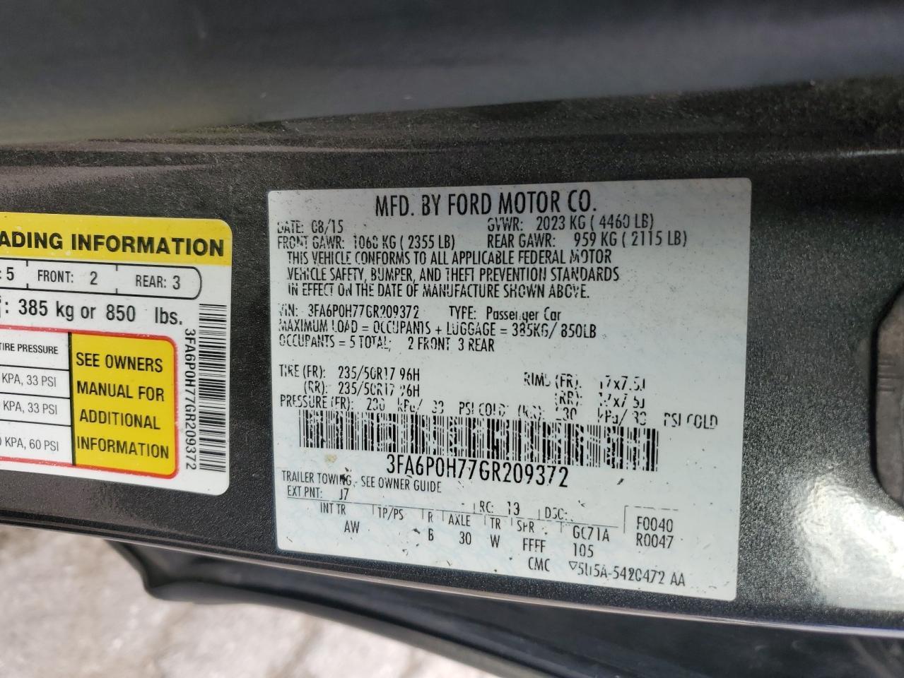2016 FORD FUSION