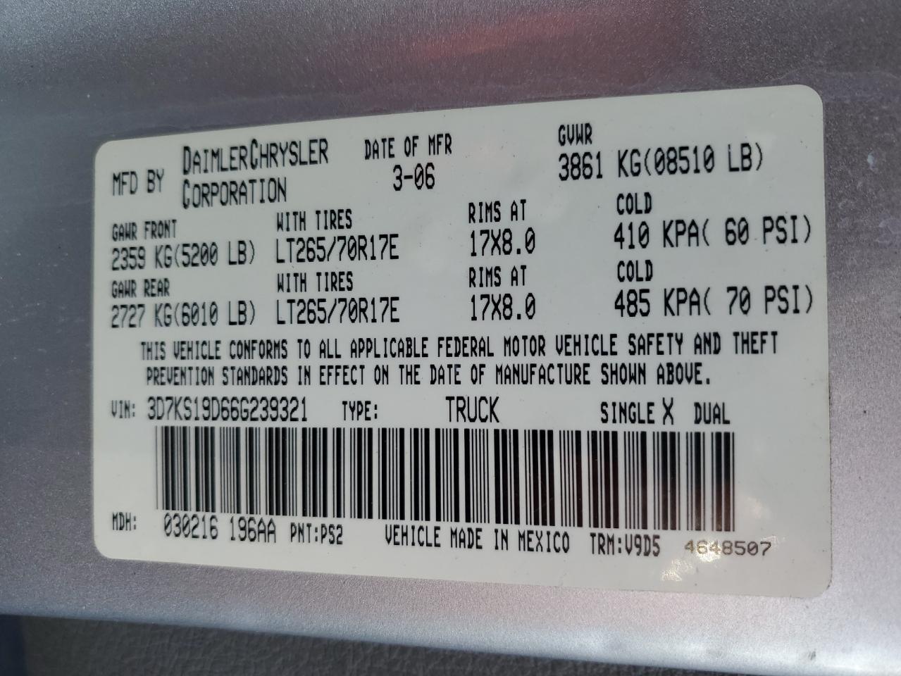 2006 DODGE RAM 1500