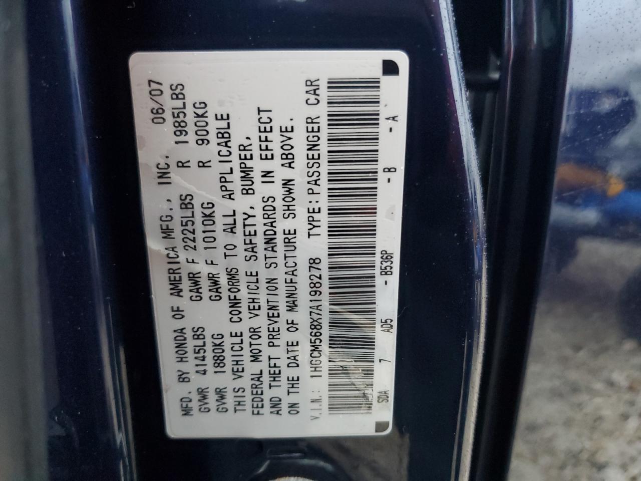 2007 HONDA ACCORD