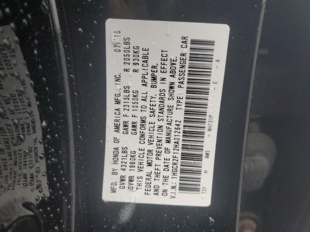 2017 HONDA ACCORD