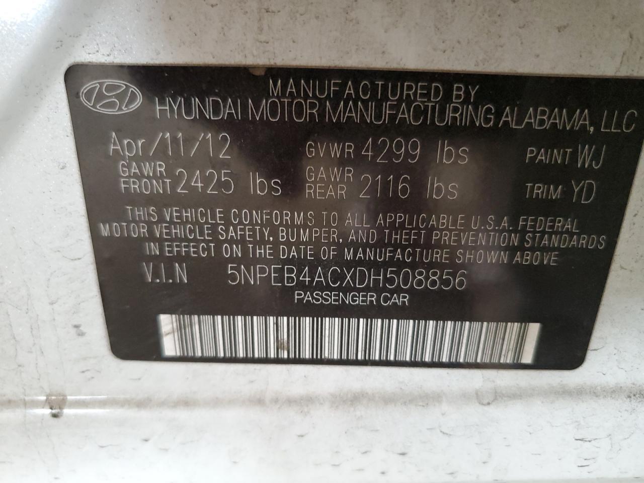 2013 HYUNDAI SONATA