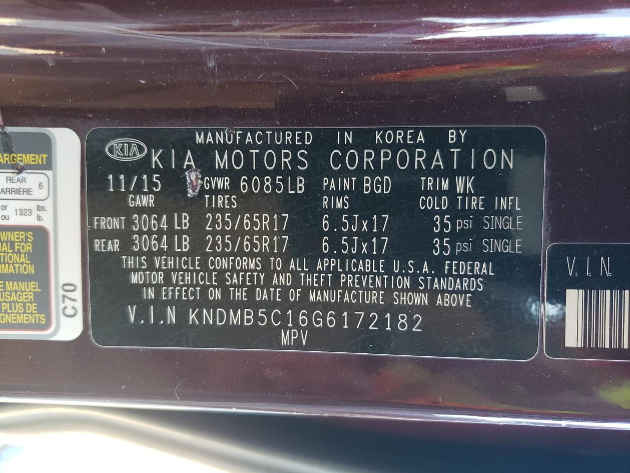 2016 KIA SEDONA
