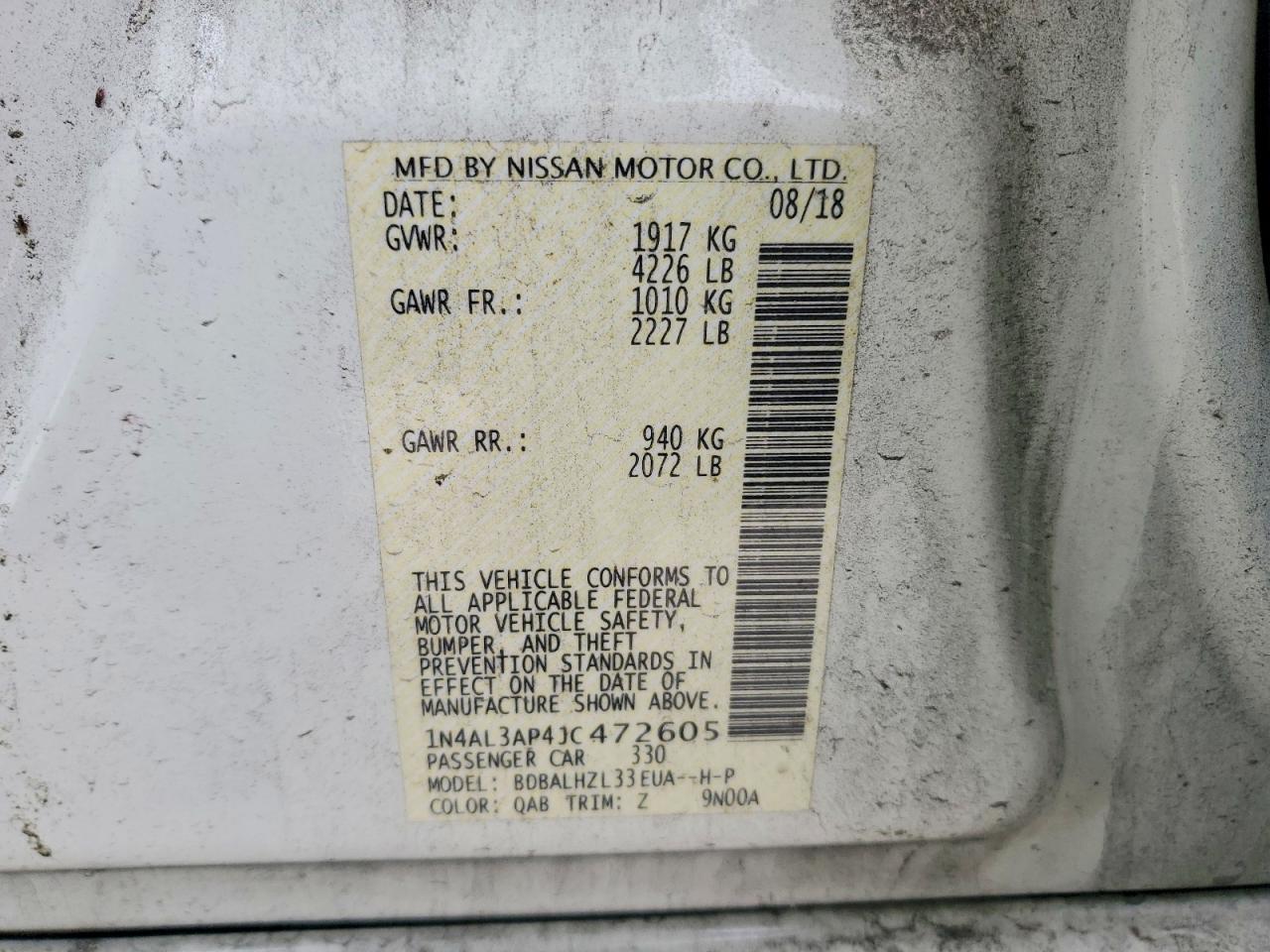 2018 NISSAN ALTIMA