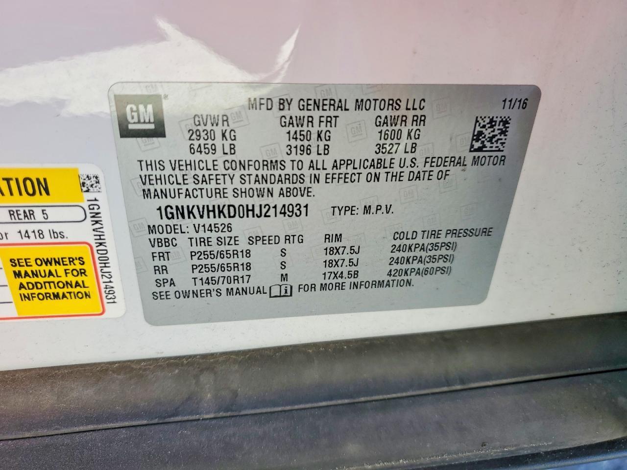 2017 CHEVROLET TRAVERSE