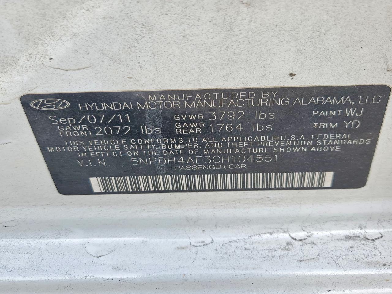 2012 HYUNDAI ELANTRA