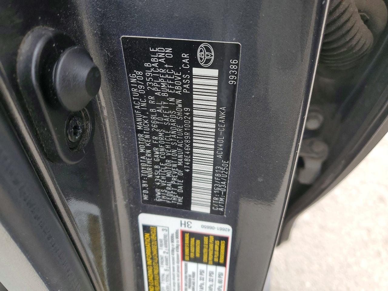 2009 TOYOTA CAMRY