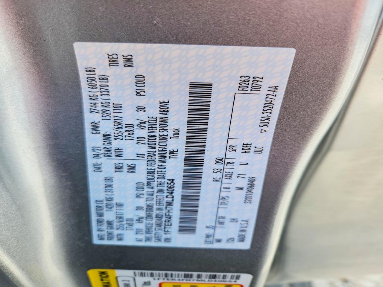 2021 FORD RANGER
