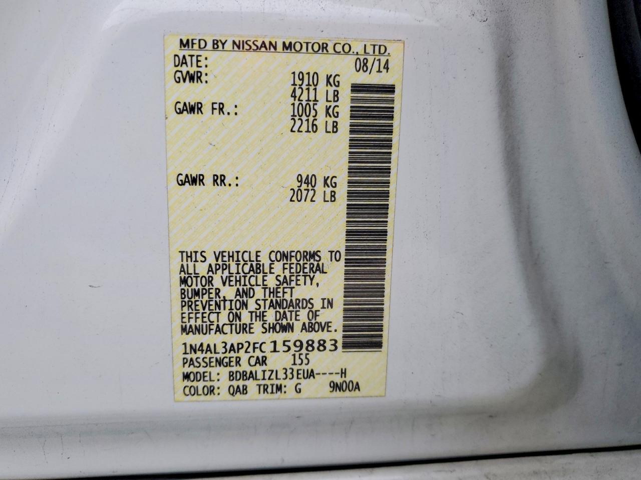 2015 NISSAN ALTIMA