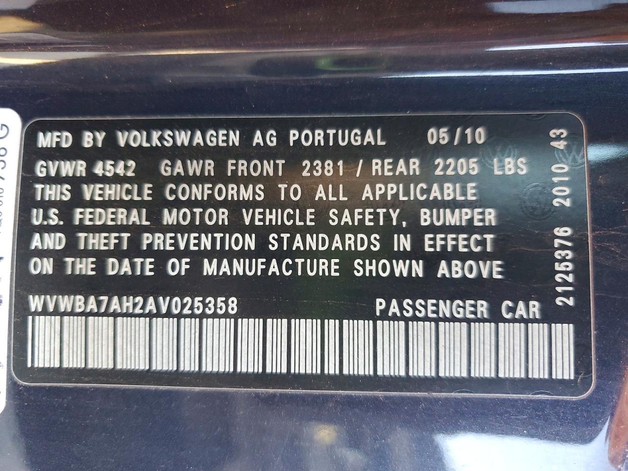 2010 VOLKSWAGEN EOS