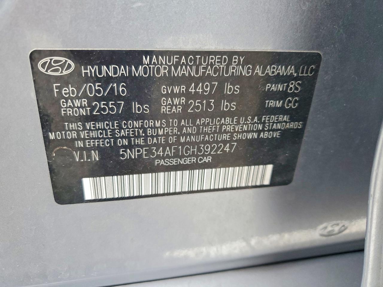 2016 HYUNDAI SONATA
