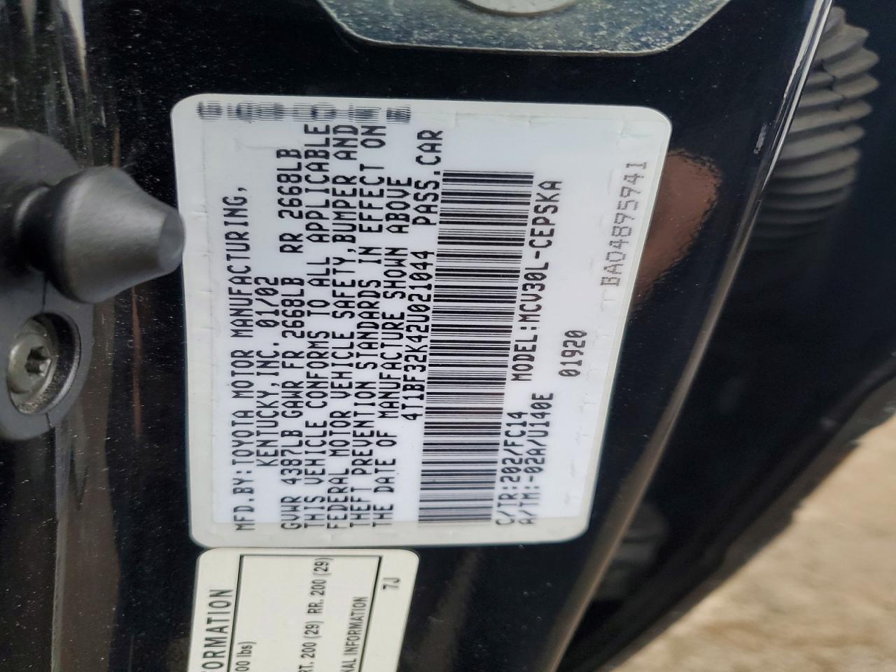 2002 TOYOTA CAMRY