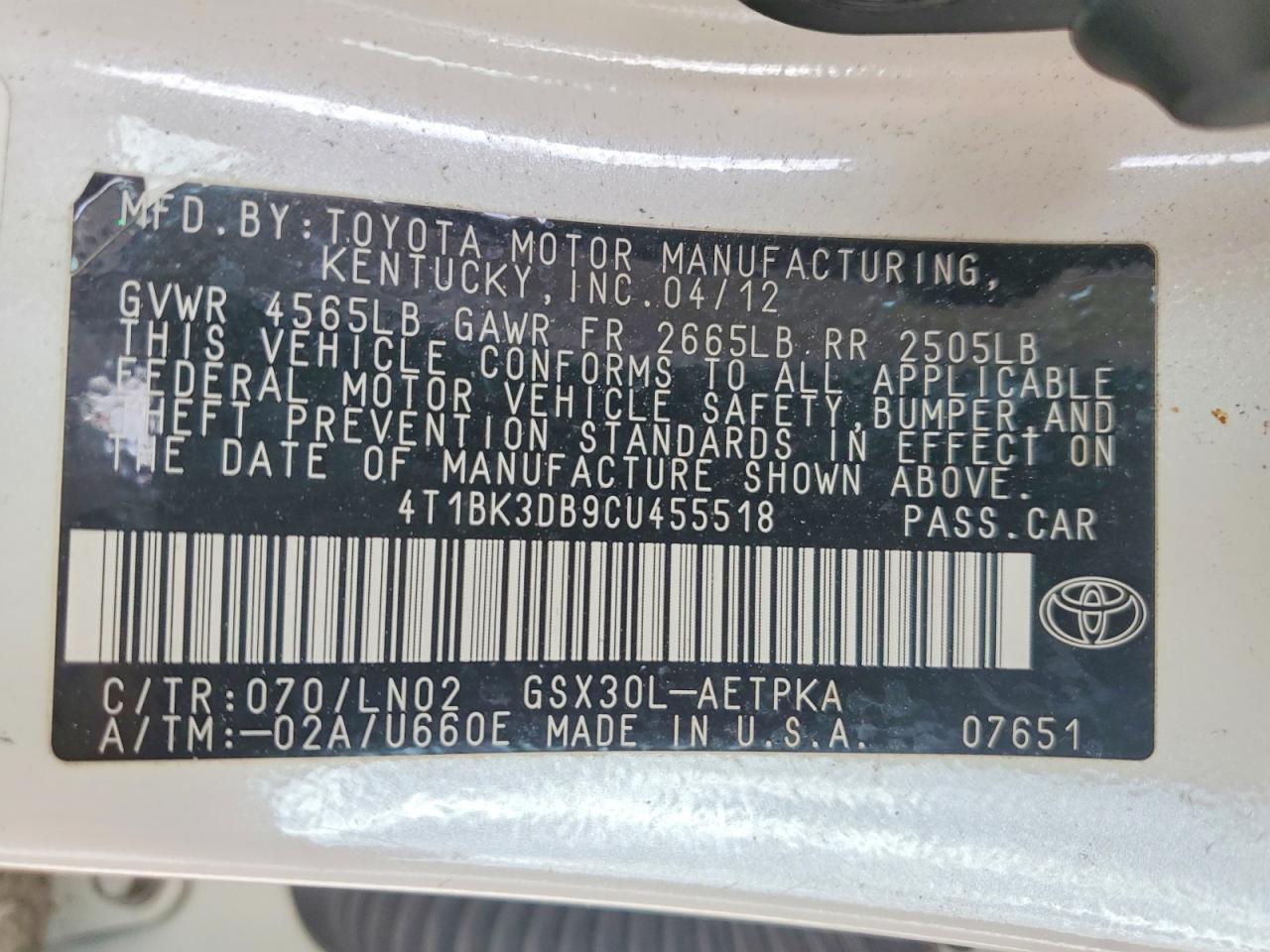 2012 TOYOTA Avalon