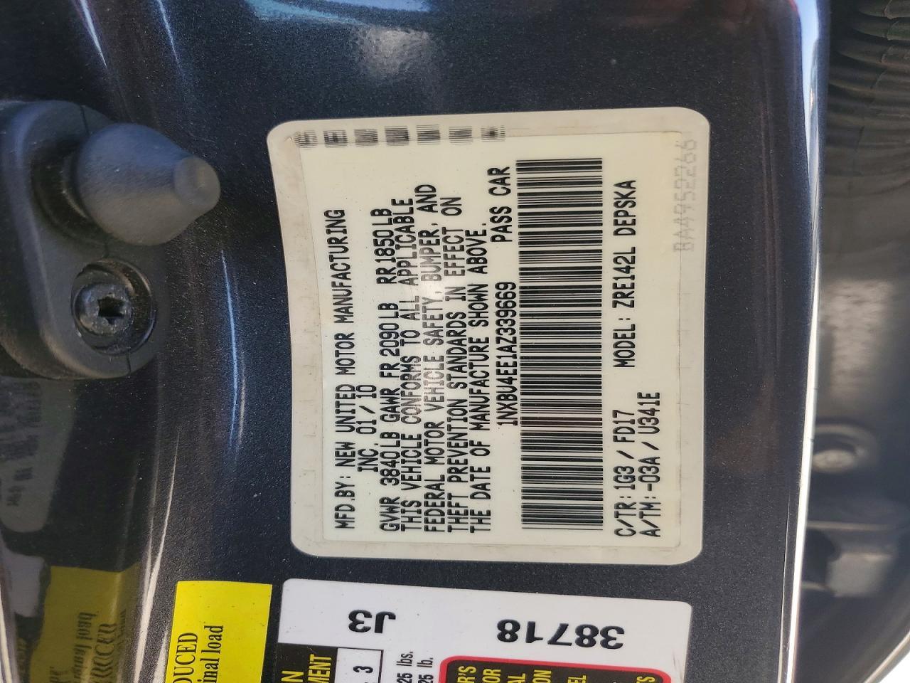 2010 TOYOTA COROLLA