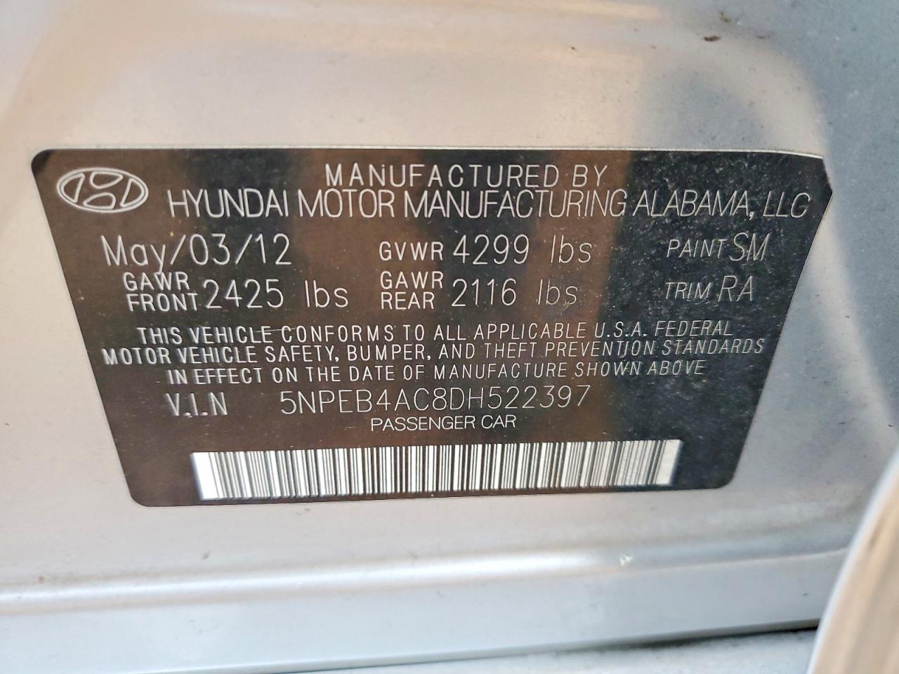 2013 HYUNDAI SONATA